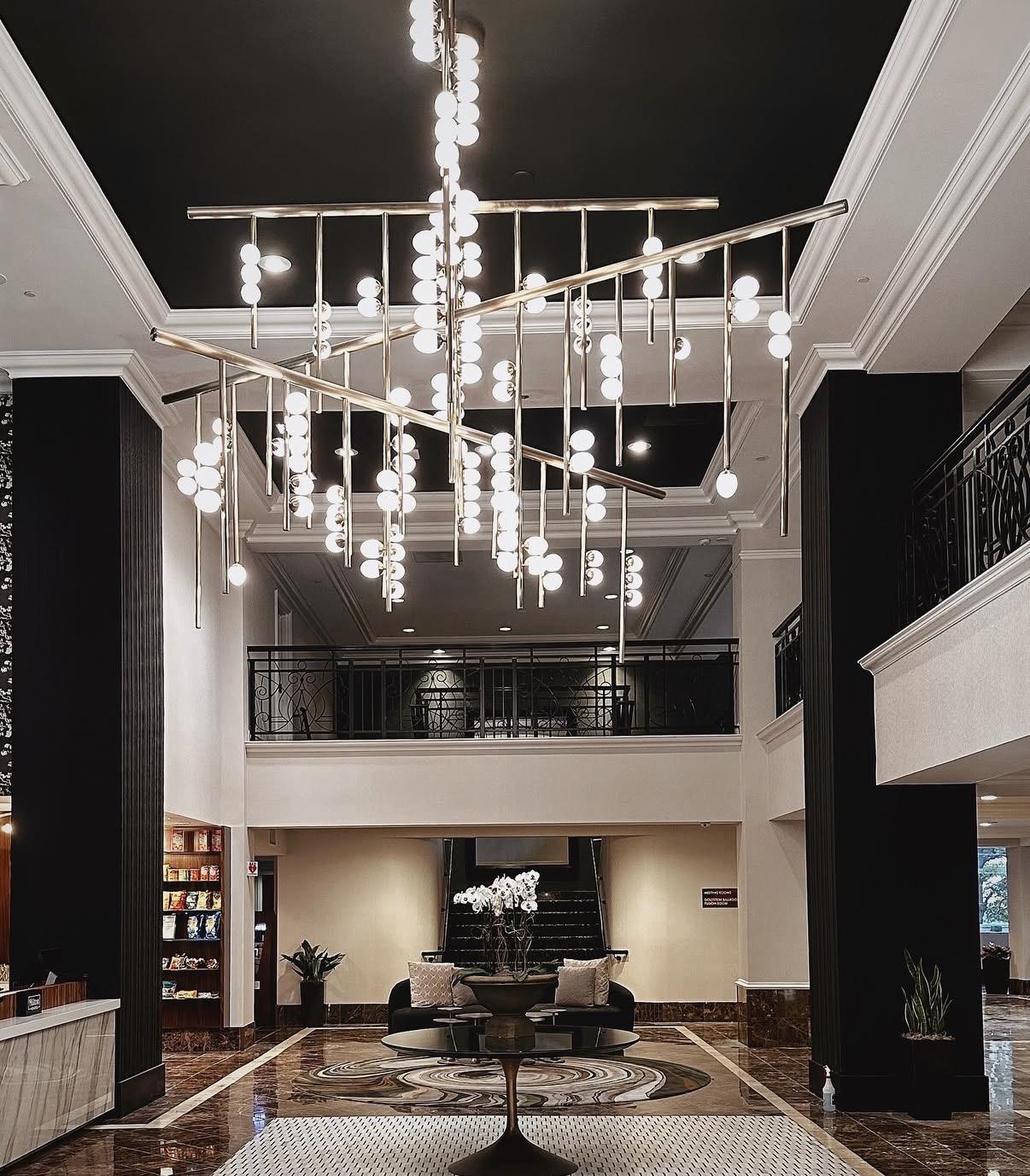 Ashley Lighting installation — hotel common area